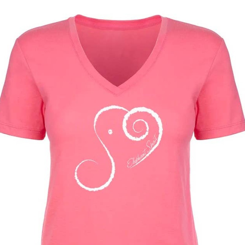 New Hand Printed Blue Elephant Spirit Cotton Blend V-Neck Short Sleeve T-Shirt