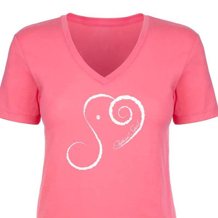 New Hand Printed Blue Elephant Spirit Cotton Blend V-Neck Short Sleeve T-Shirt