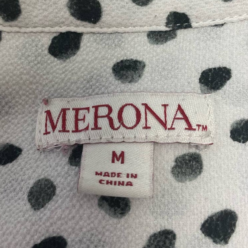 2 Merona Medium H&amp;M Sleeveless Polyester Blend Polka Dot Button Up Tank Tops