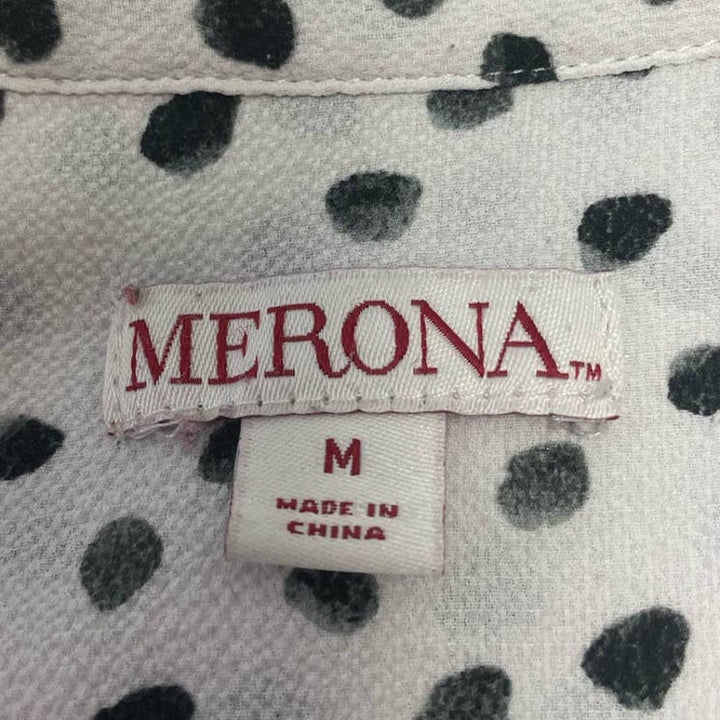 2 Merona Medium H&amp;M Sleeveless Polyester Blend Polka Dot Button Up Tank Tops