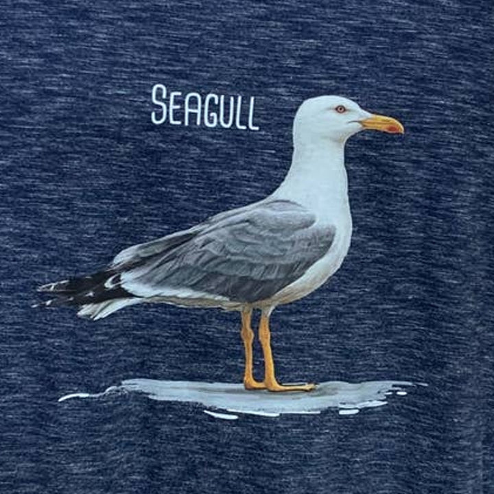Upcycled Hand Printed XL Summer Seagull Ukraine Flag Slava Ukraini Artist Tee