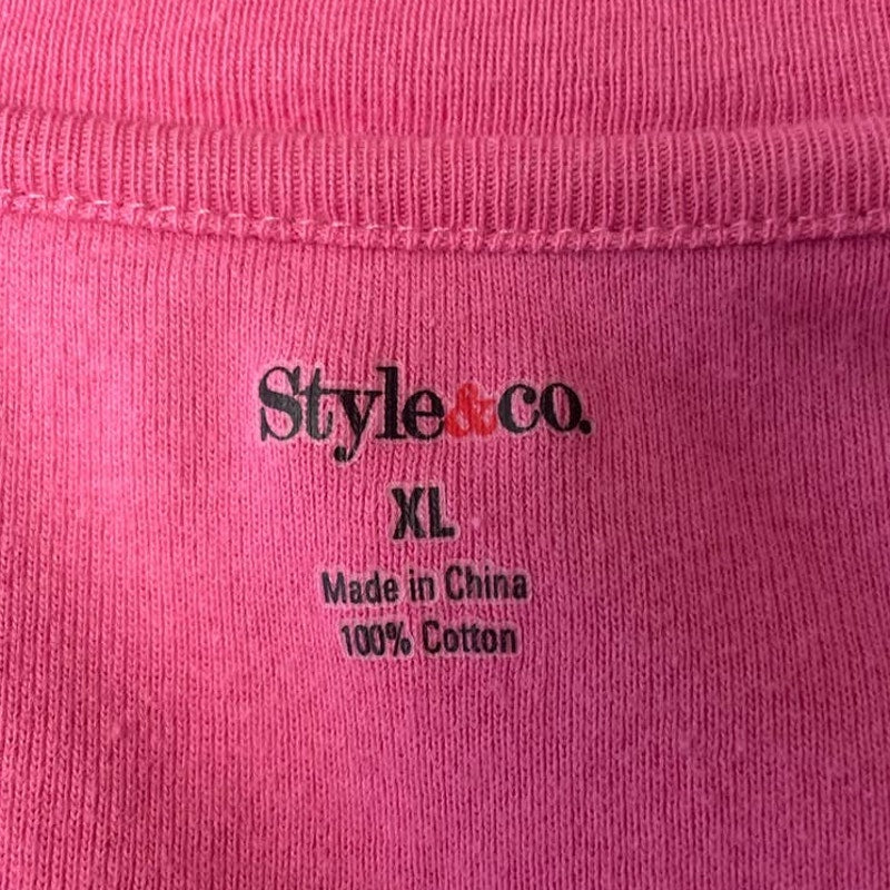 Style &amp; Co XL 100% Cotton RIvet Studded Scoop Neck Long Sleeve Stretchy Blouse
