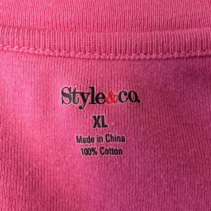 Style &amp; Co XL 100% Cotton RIvet Studded Scoop Neck Long Sleeve Stretchy Blouse
