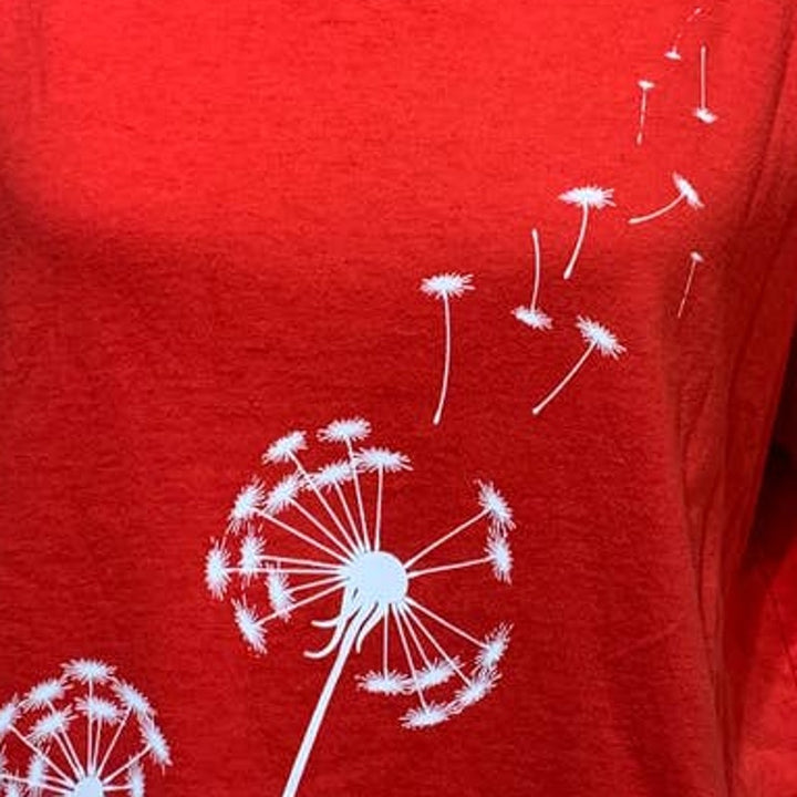 Hand Printed Upcycled Medium Dandelion Make a Wish Cotton Short Sleeve Tee