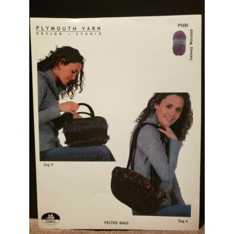 New 2005 Plymouth Yarn Galway Worsted Felted Bags Knitting Pattern P500