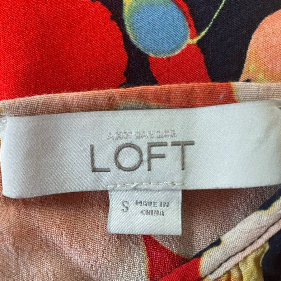 Ann Taylor LOFT Womens Small 100% Rayon Strappy Off Shoulder Floral Short Dress