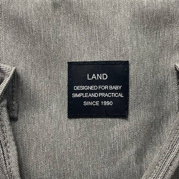 LAND Designed for Baby Gray Backpack Diaper Bag Exterior Interior Zipper Pocket