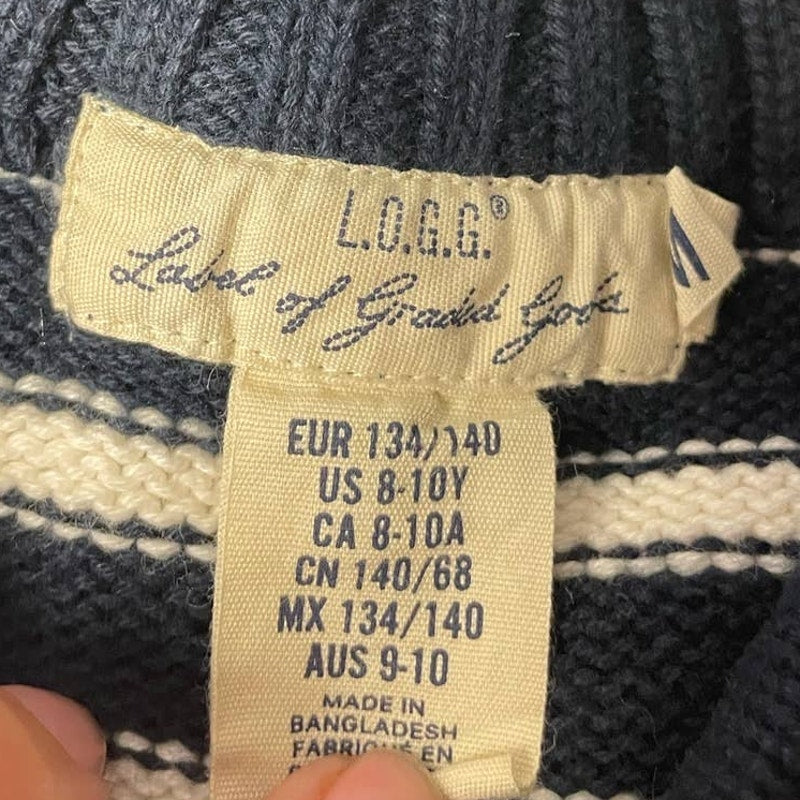 H&amp;M LOGG Boys Medium 8-10 Cotton Navy Long Sleeve 1/4 Zip Pullover Sweater