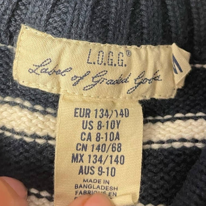 H&amp;M LOGG Boys Medium 8-10 Cotton Navy Long Sleeve 1/4 Zip Pullover Sweater