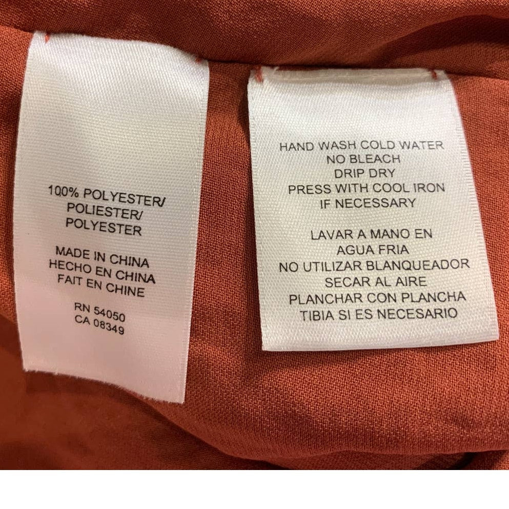 New Rachel Rachel Roy XS Asymmetrical Shoulder Ruffle Terra Cotta Orange Top