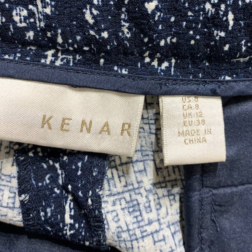 Kenar Size 8 Navy Blue White Polyester Blend Short Shorts w Side &amp; Back Pockets