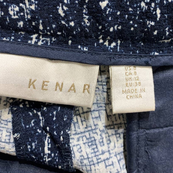 Kenar Size 8 Navy Blue White Polyester Blend Short Shorts w Side &amp; Back Pockets
