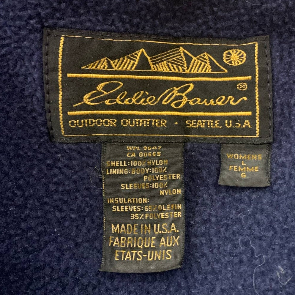 Eddie Bauer Womens Large Nylon Full Zip Coat Thermal Fleece Lined Warm Jacket