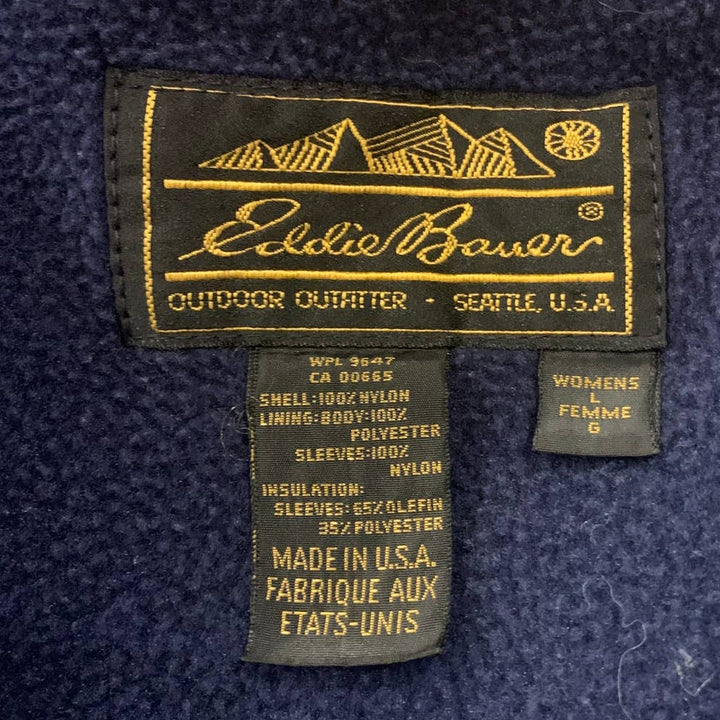 Eddie Bauer Womens Large Nylon Full Zip Coat Thermal Fleece Lined Warm Jacket