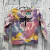 Upcycled Hand Printed Kids 2T Dragonfly Tie Dye Cotton Blend Sweatshirt