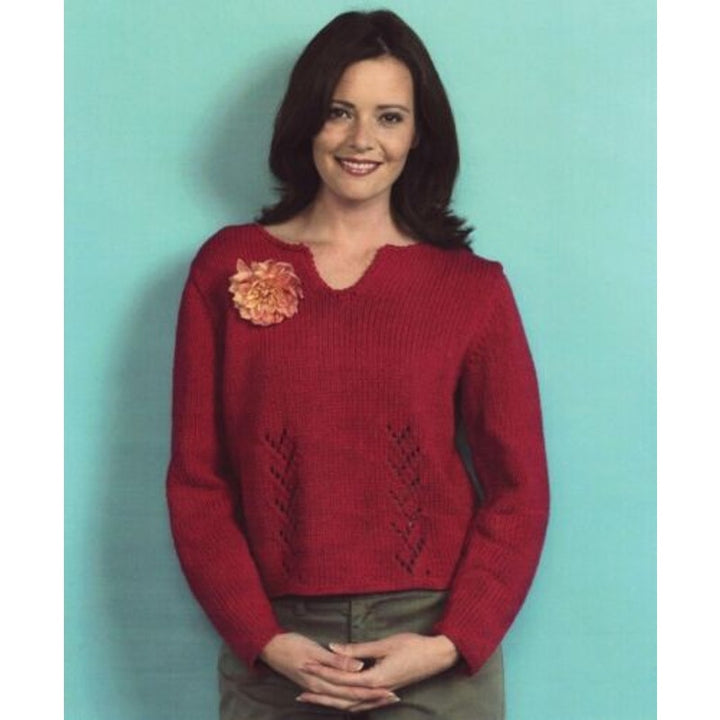 New Barbara Khouri Reynolds Ole Ole Lace Dart Pullover 82256 Knitting Pattern