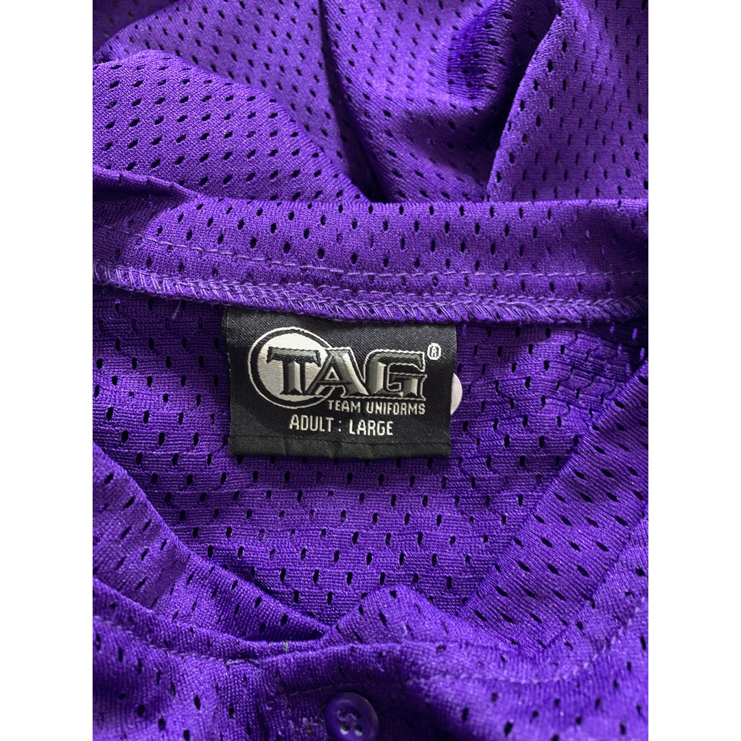 New Tag Team Uniforms Adult Large Purple Lightweight Mesh Button Baseball Shirt