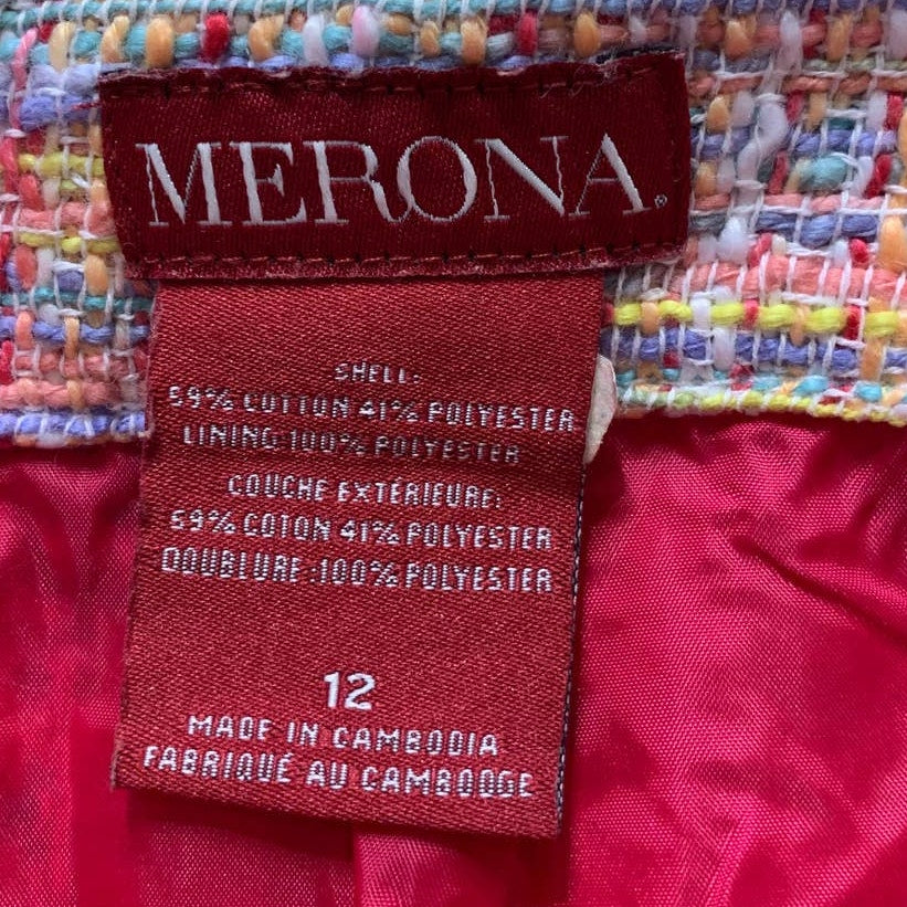 Merona Size 12 Pastel Woven Texture Back Zipper w Slit Career Short Pencil Skirt