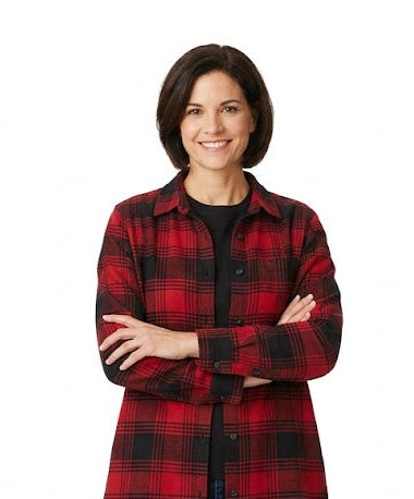 New Eddie Bauer Womens Red Black Plaid 100% Cotton Ballard Flannel LS Shirt